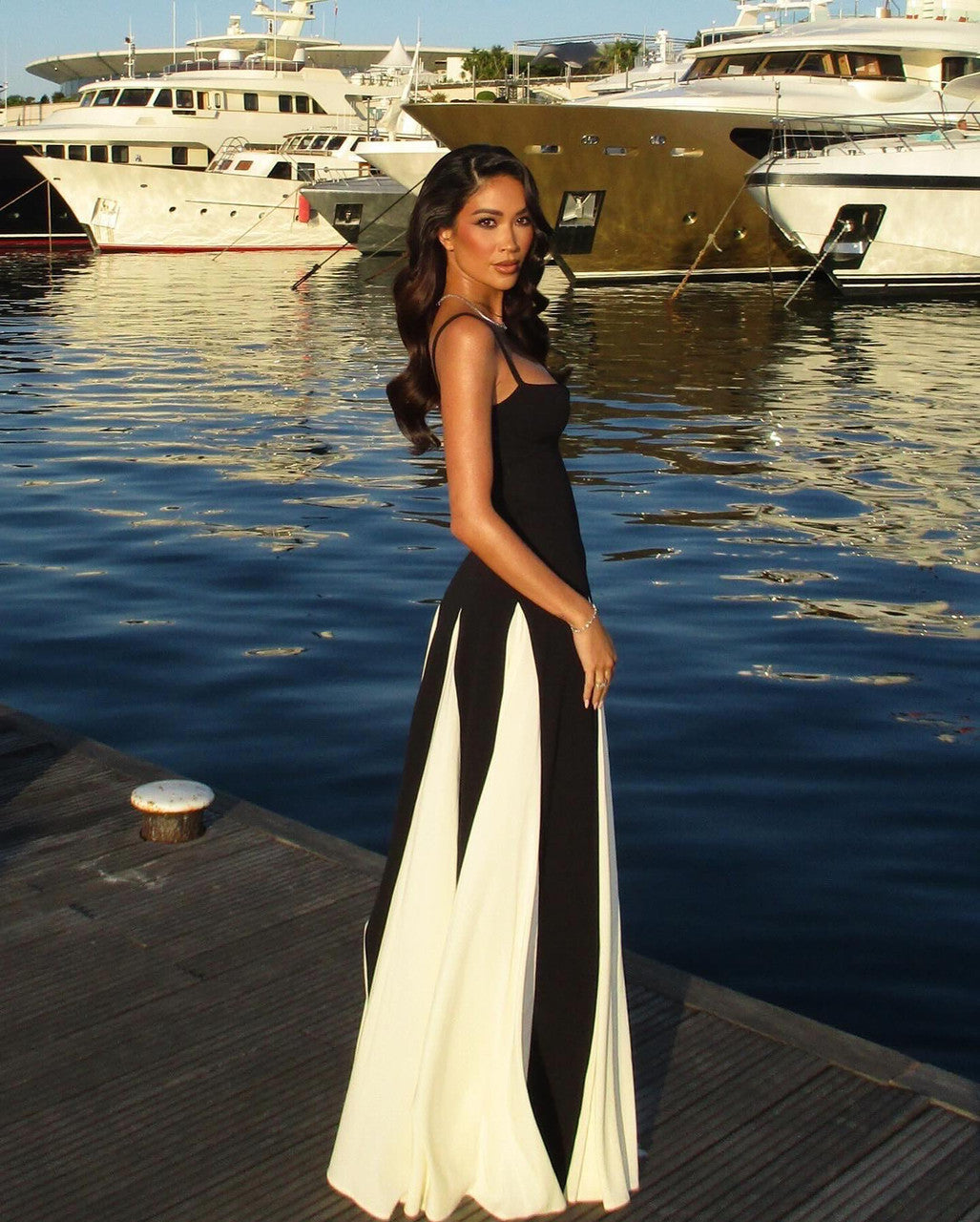 Skater Maxi Dress Black White