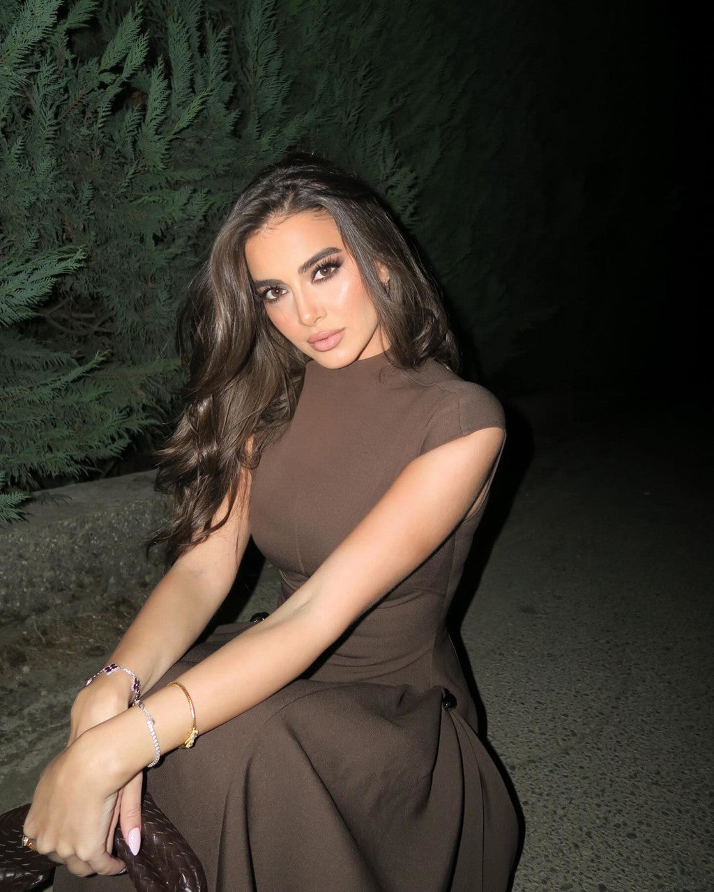 A Line Maxi Dress Brown