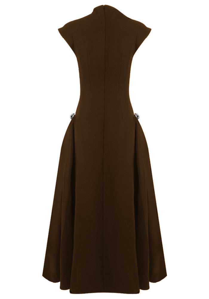 A Line Maxi Dress Brown