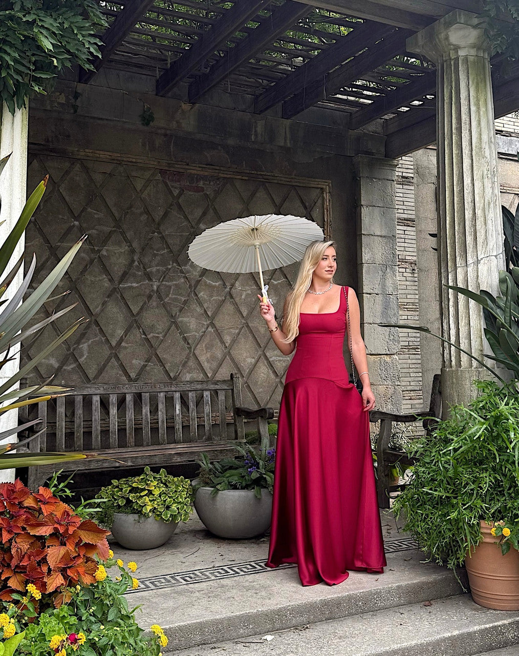Asymmetric Cut A Line Maxi Dress Red