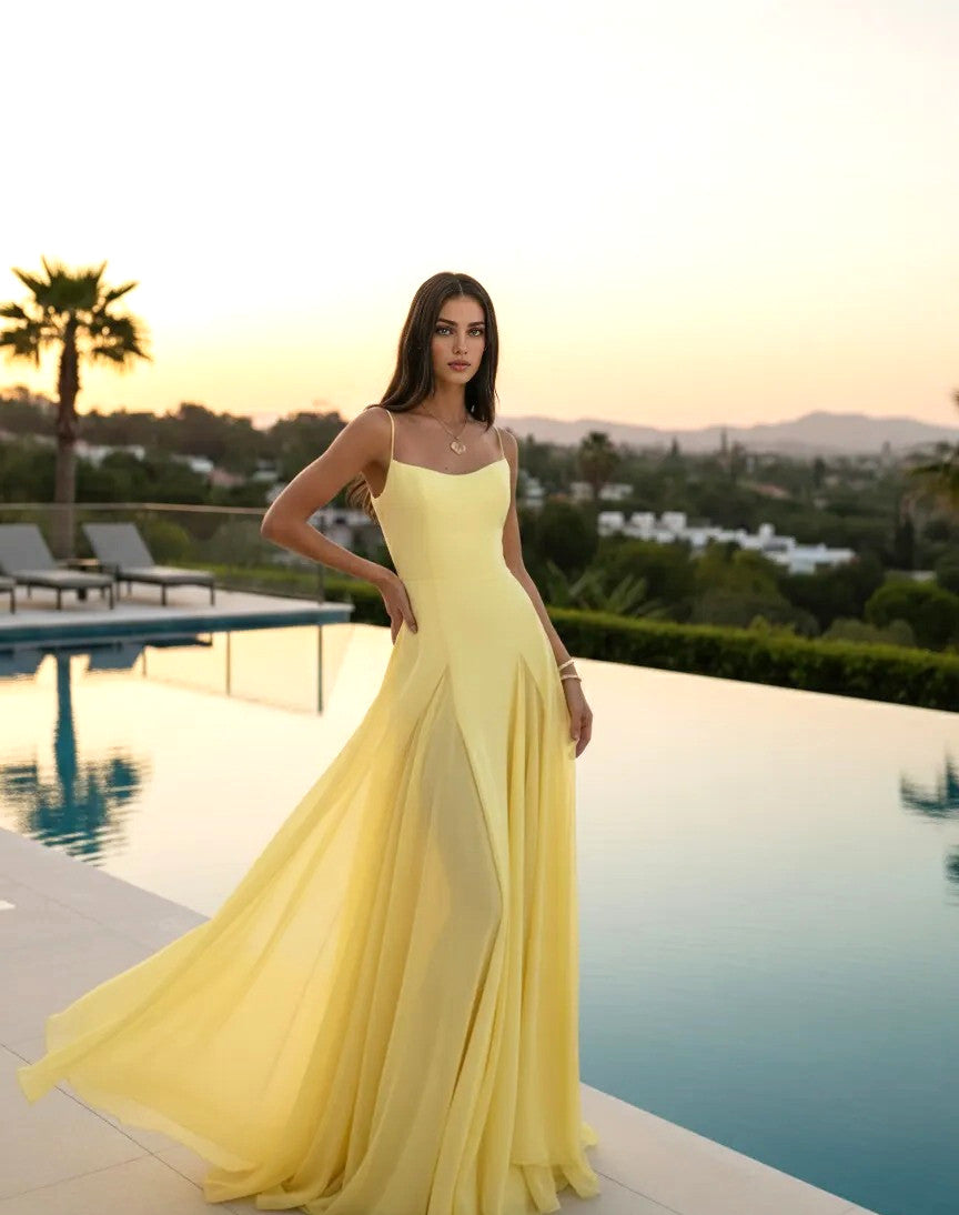 Maxi A Line Dress Yellow