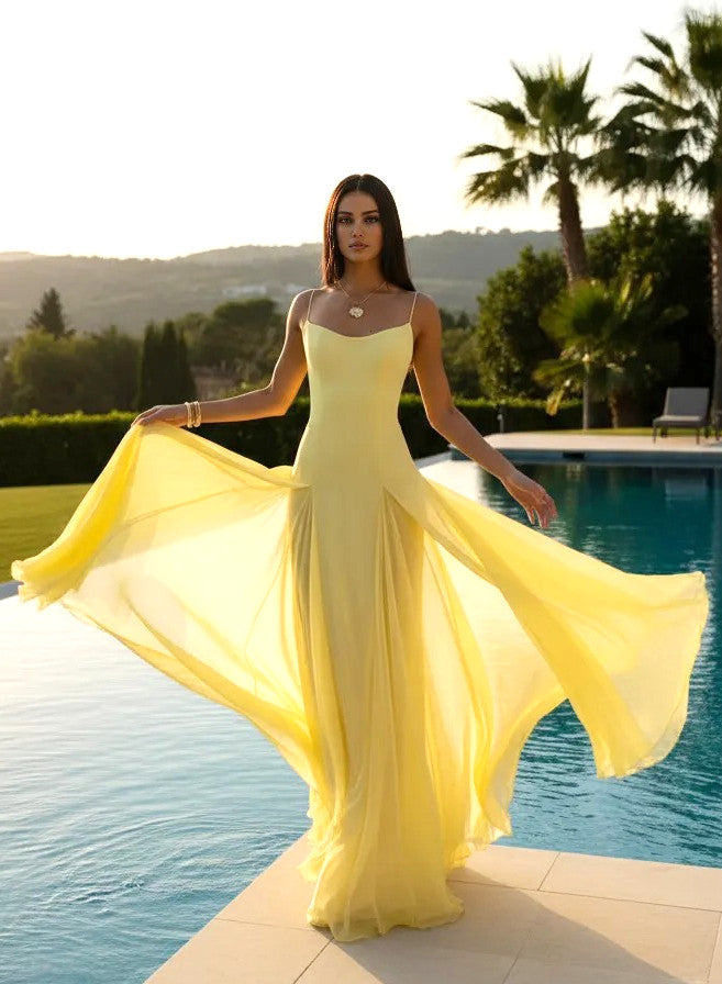 Maxi A Line Dress Yellow