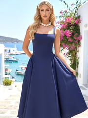 Midi A Line Dress Blue