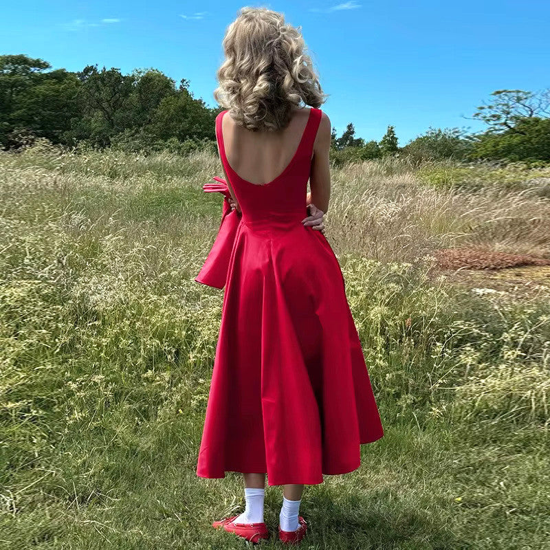A Line Midi Dress Red