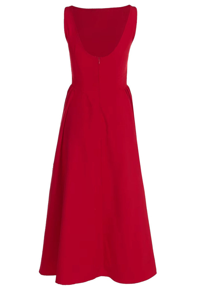 A Line Midi Dress Red