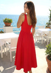 A Line Midi Dress Red
