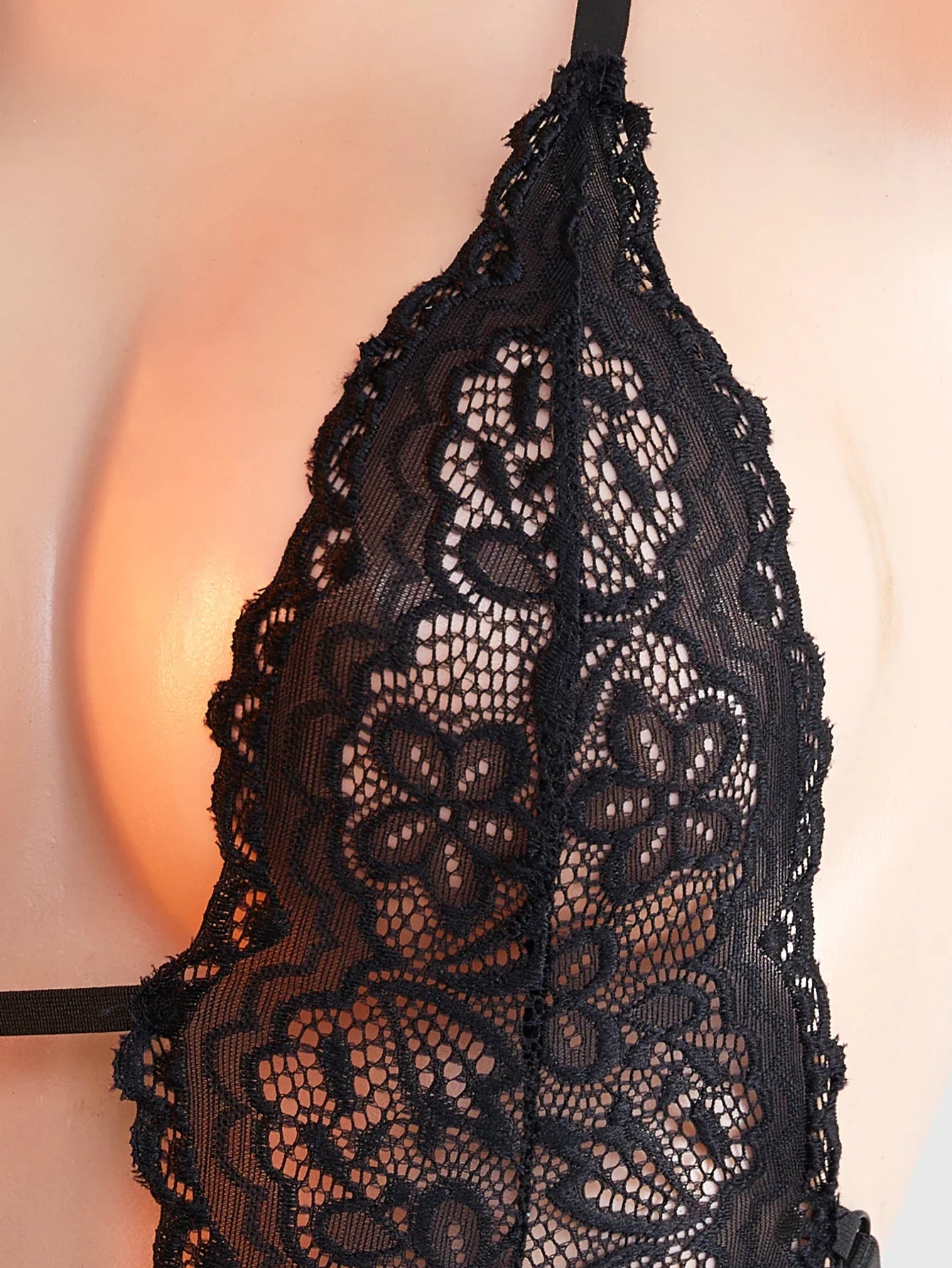 Alluring Leopard Print Lace Halter Neck Bodysuit See Through Open Crotch Deep V Neck Lace Up Teddy Backless Lingerie