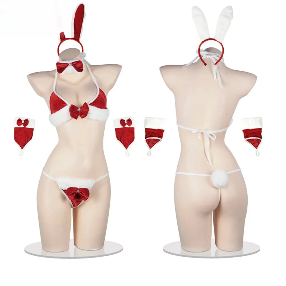 Amine Kawaii Bunny Girl Cosplay Lingerie Costume Rabbit Suit Adult Roleplay Erotic Bra and Panties Set