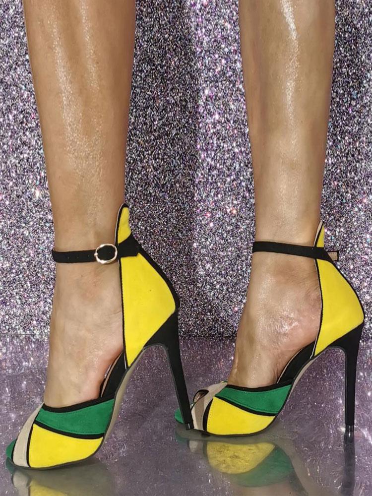 Ankle Strap Peep Toe Stiletto High Heels
