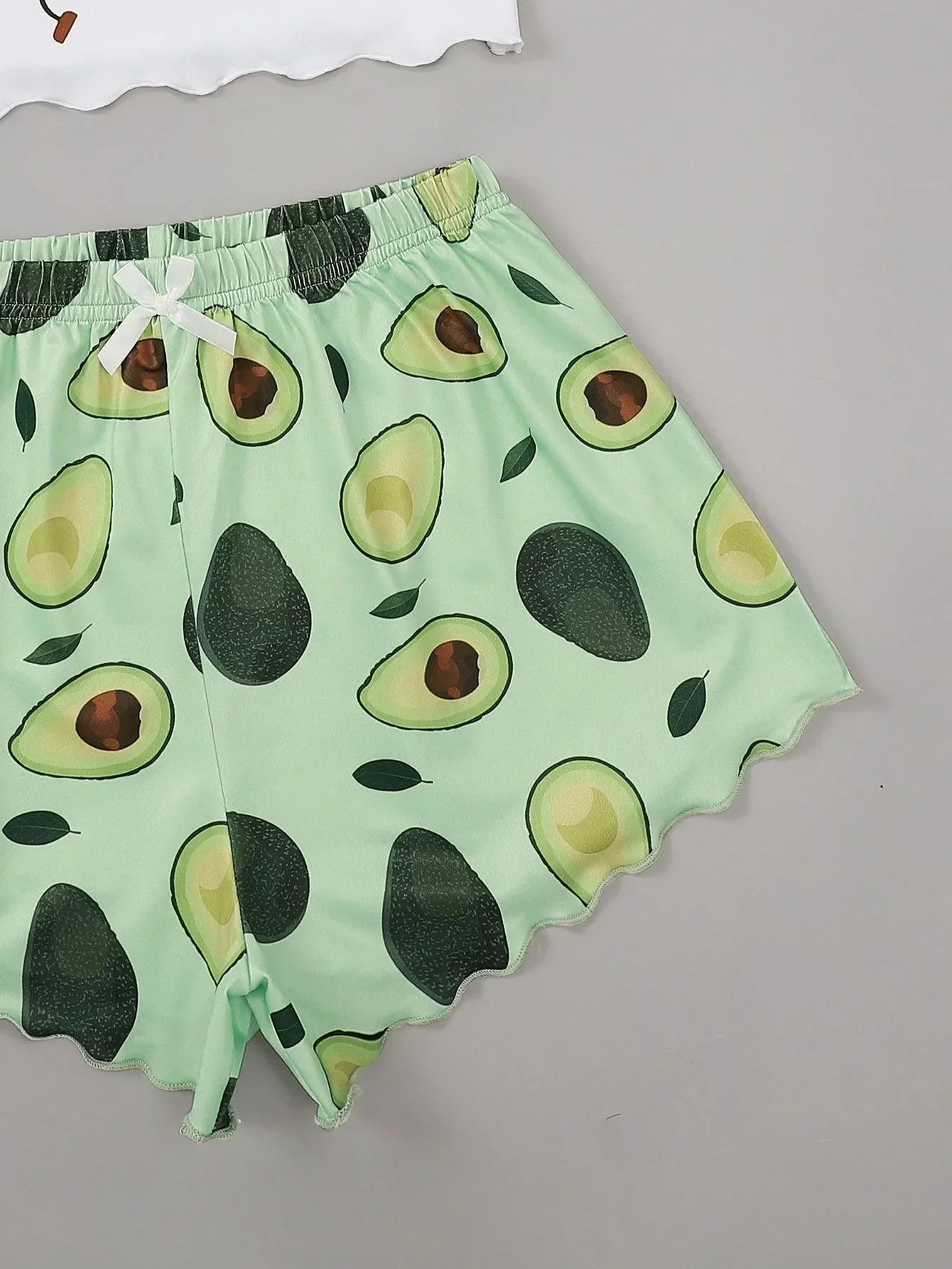Avocado Print Camisole with Shorts Set Sleepwear Summer Pajamas Casual Lingerie Nightie Homewear Underwear