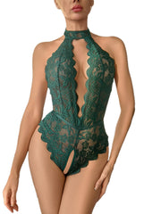 Backless Crotchless Green Lingerie