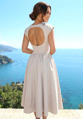 Backless A Line Midi Dress Stone