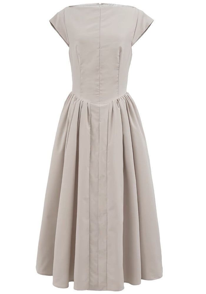 Backless A Line Midi Dress Stone