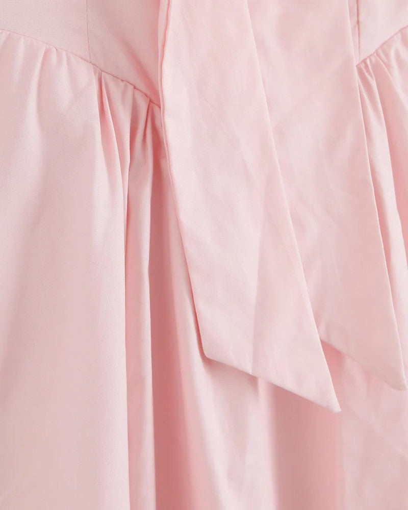 Bardot Bow Lace A Line Dress Pink
