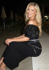 Bardot Crystal Trims Maxi Dress Black