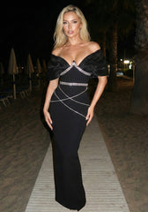Bardot Crystal Trims Maxi Dress Black