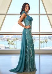 Bardot Crystal Bustier Sequin Maxi Dress Green