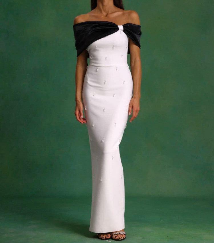 Bardot Embellished Maxi Dress Black White