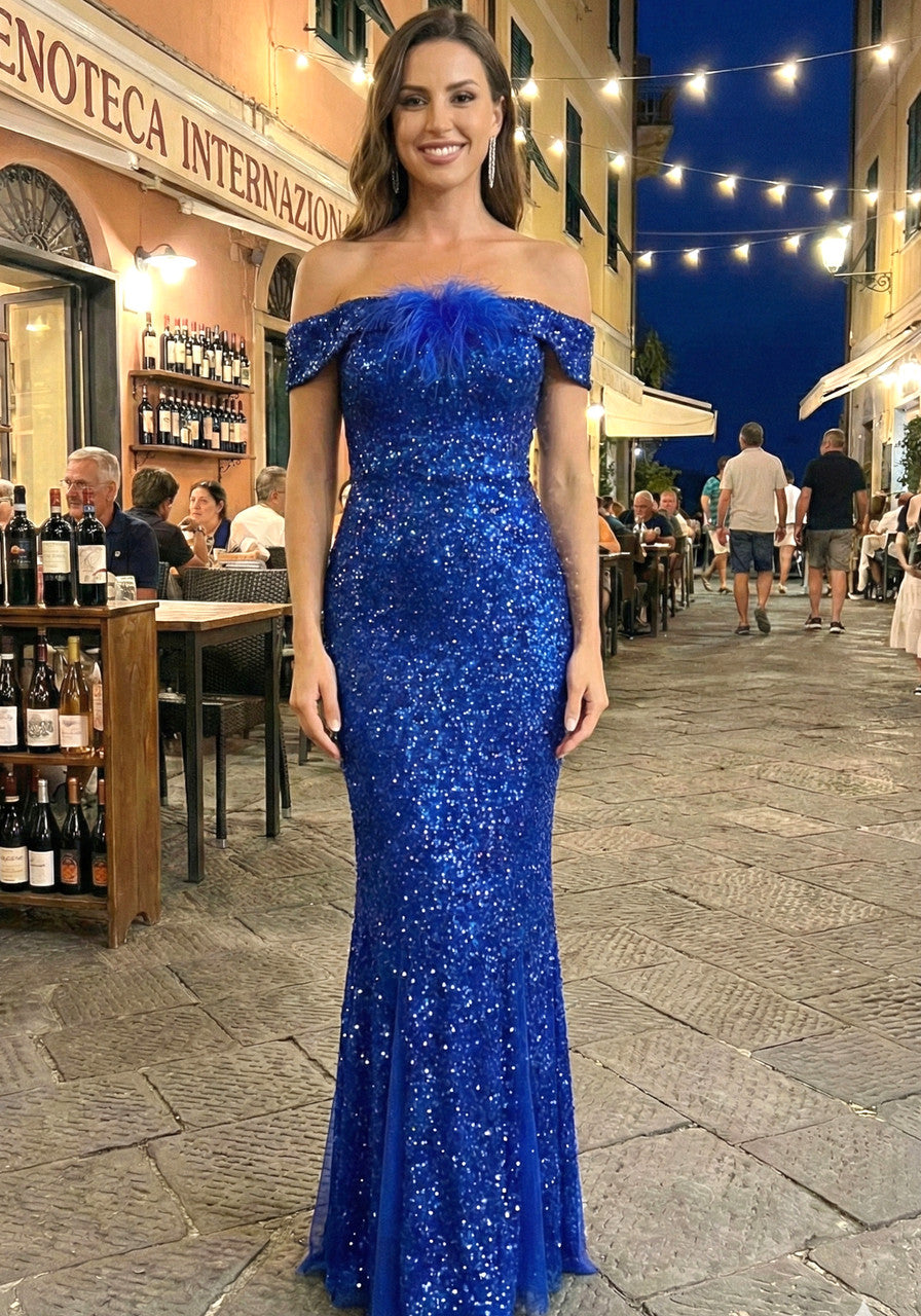 Bardot Sparkly Maxi Dress Blue