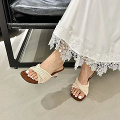 Beach Style Slides Shallow PU Wedges High Heeled Slippers