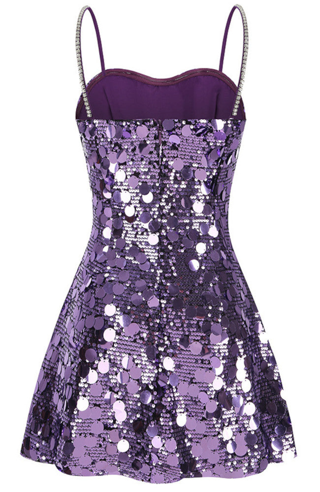 Sequin A Line Dress Purple