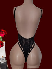 Black Hollow Elastic Sleepwear Uni