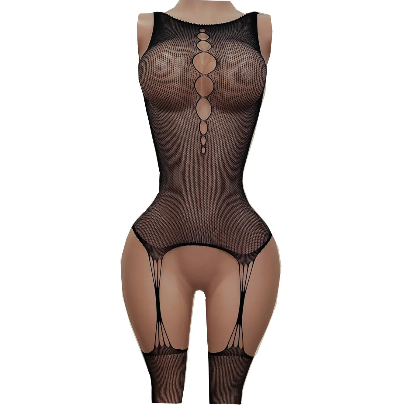 Black Lingerie Sleepwear - Hollow out Elastic plus Size Com