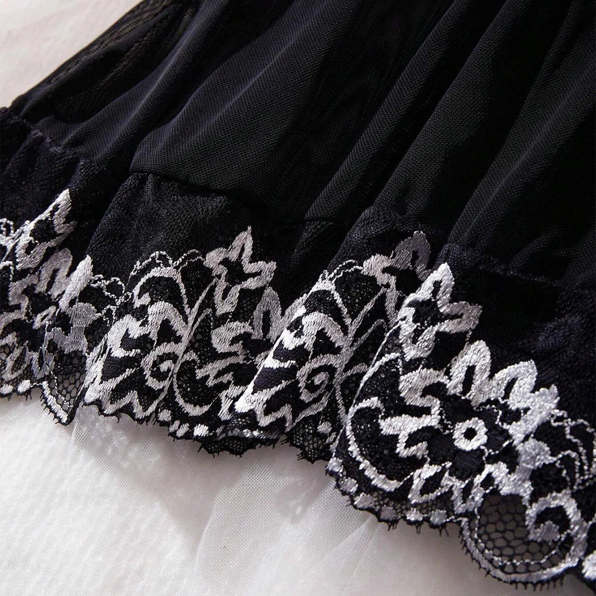 Black Lingerie Underwear Sleepwear Lace Nightdress And Thongs Pijamas Sets Female Nighty