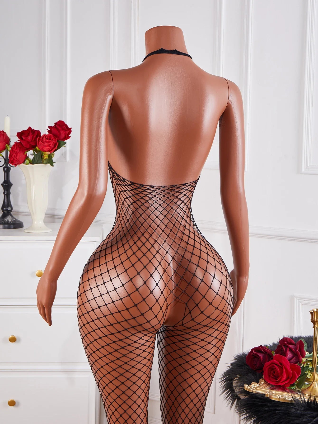 Black Sheer Lingerie Open Bra Fishnet BodyStocking Fashion One-piece Crotchless Baby Doll Transparent Nightwear Costumes