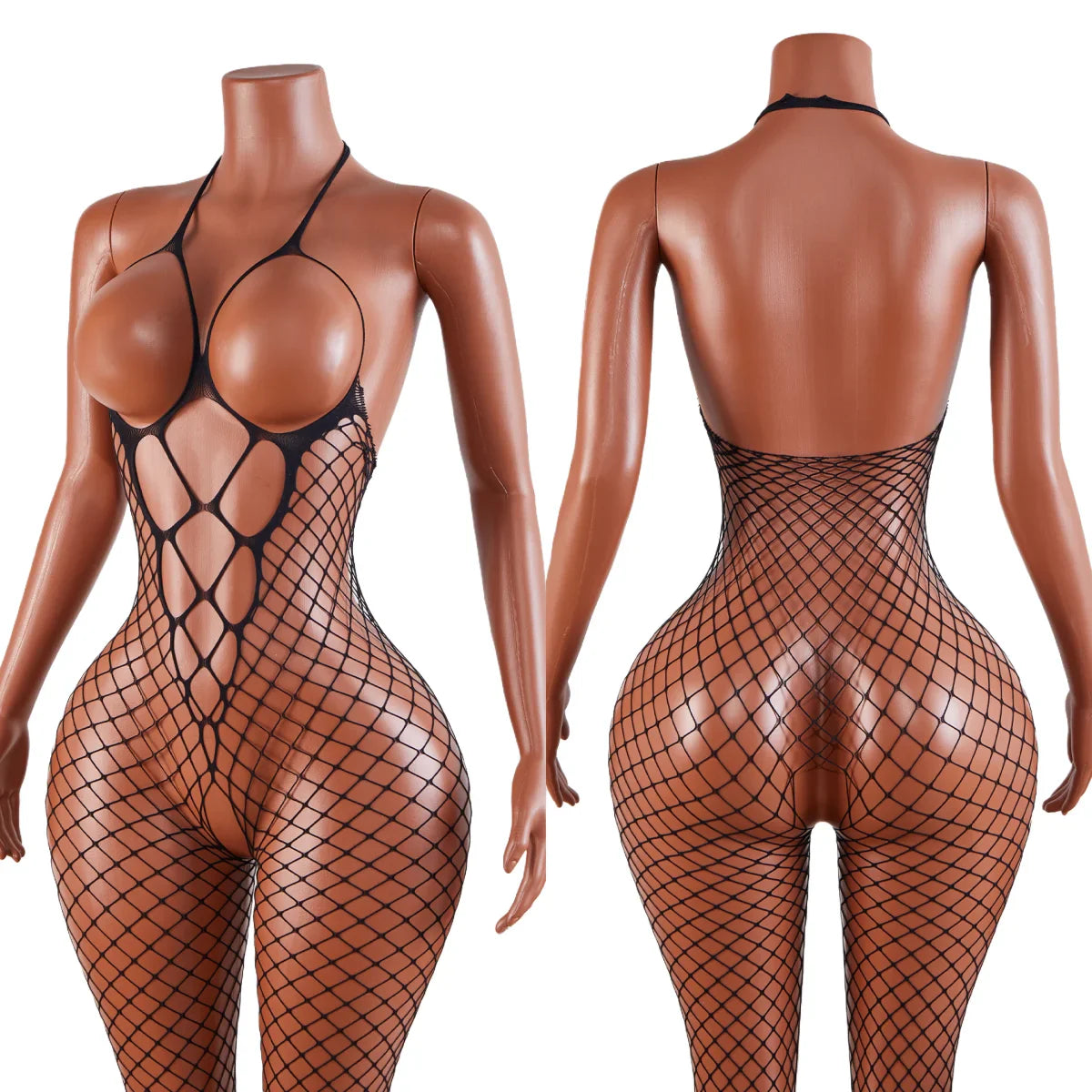 Black Sheer Lingerie Open Bra Fishnet BodyStocking Fashion One-piece Crotchless Baby Doll Transparent Nightwear Costumes