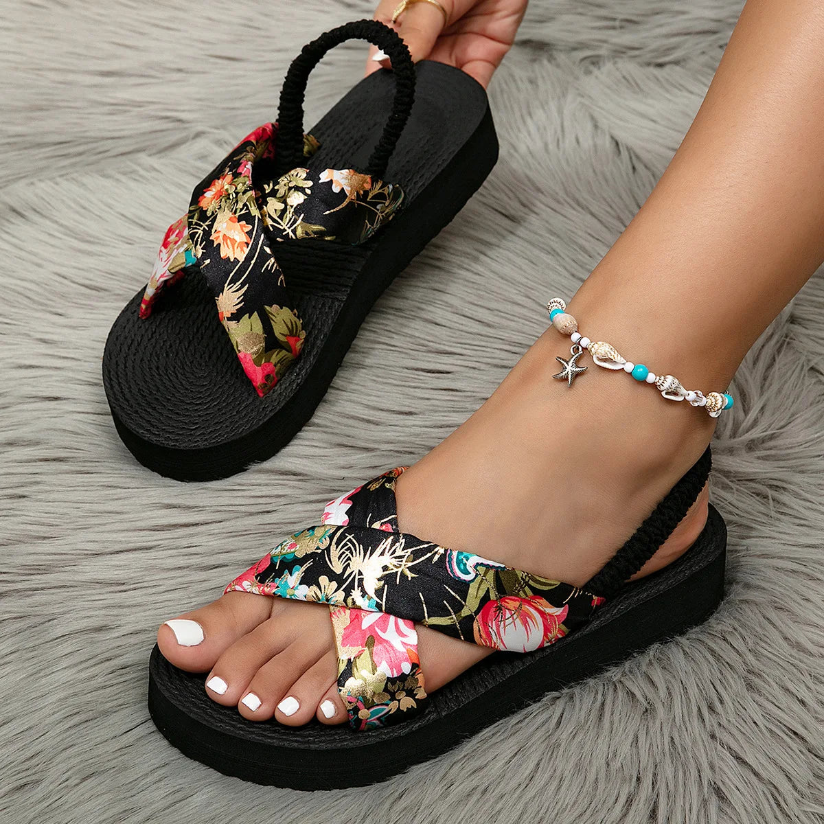 Bohemia Beach Style Leisure Platform Thick Sole Light Weight Sandals