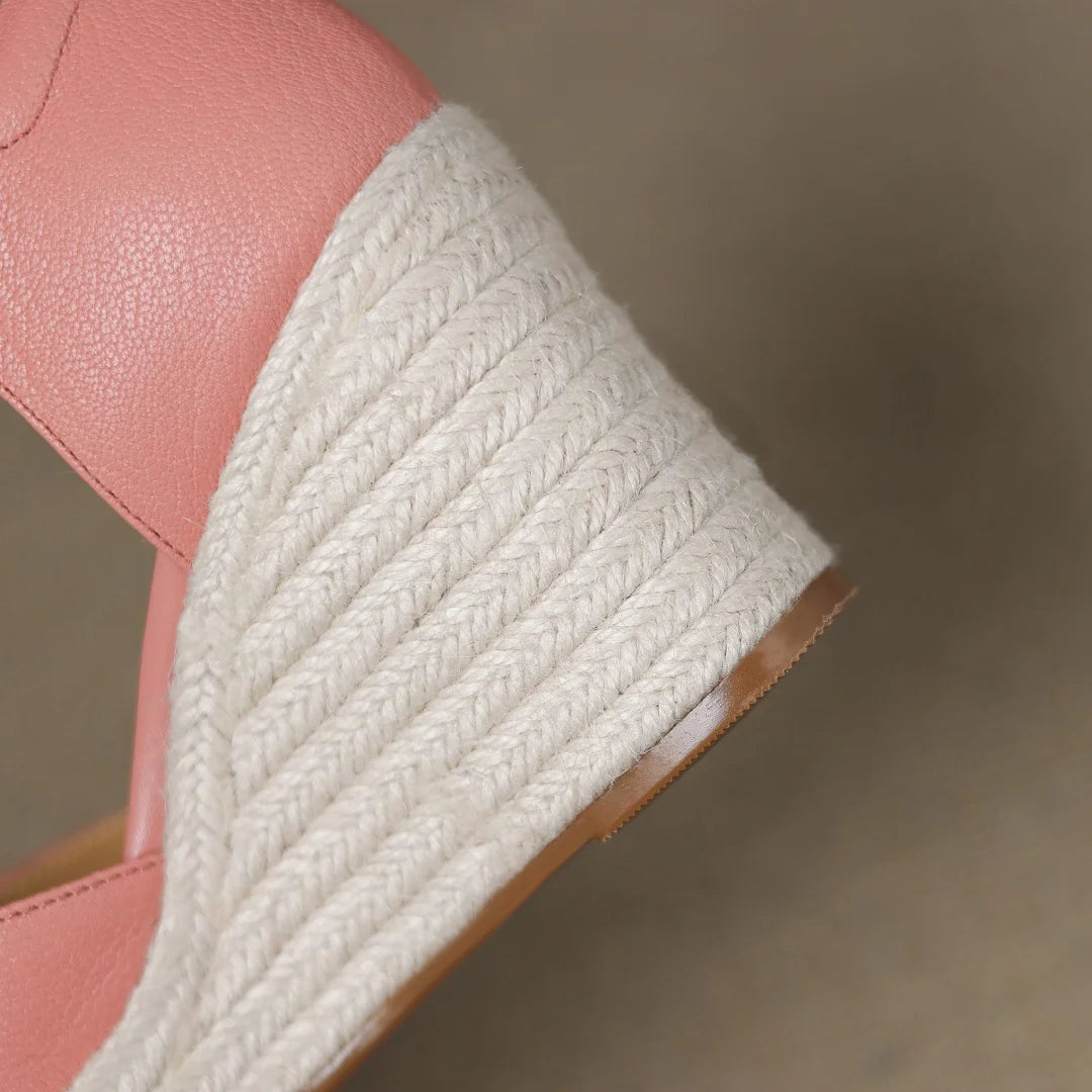 Bohemia Round Toe Narrow Band T-Strap Wedge Ultra High Heel Platform Sandals