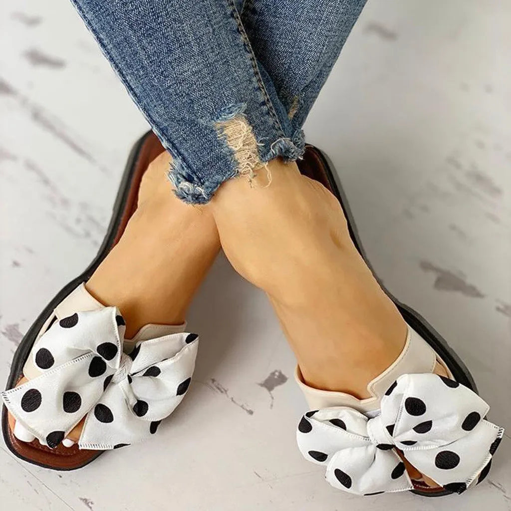 Bohemian Bow Style Clip Toe Beach Style Flip Flops Flat Slippers