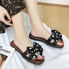 Bohemian Bow Style Clip Toe Beach Style Flip Flops Flat Slippers