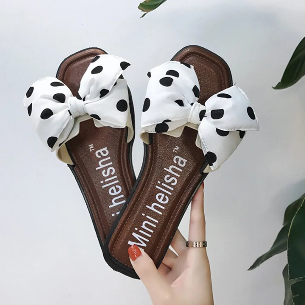 Bohemian Bow Style Clip Toe Beach Style Flip Flops Flat Slippers