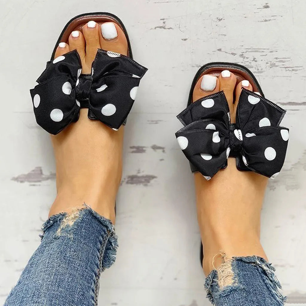 Bohemian Bow Style Clip Toe Beach Style Flip Flops Flat Slippers