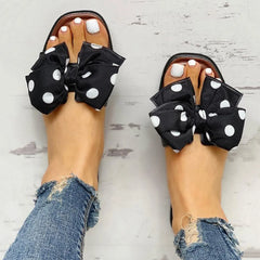 Bohemian Bow Style Clip Toe Beach Style Flip Flops Flat Slippers