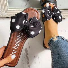 Bohemian Bow Style Clip Toe Beach Style Flip Flops Flat Slippers