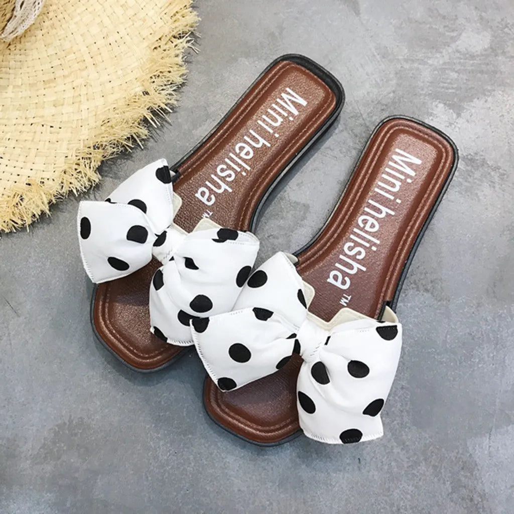 Bohemian Bow Style Clip Toe Beach Style Flip Flops Flat Slippers