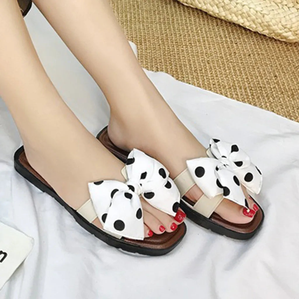 Bohemian Bow Style Clip Toe Beach Style Flip Flops Flat Slippers