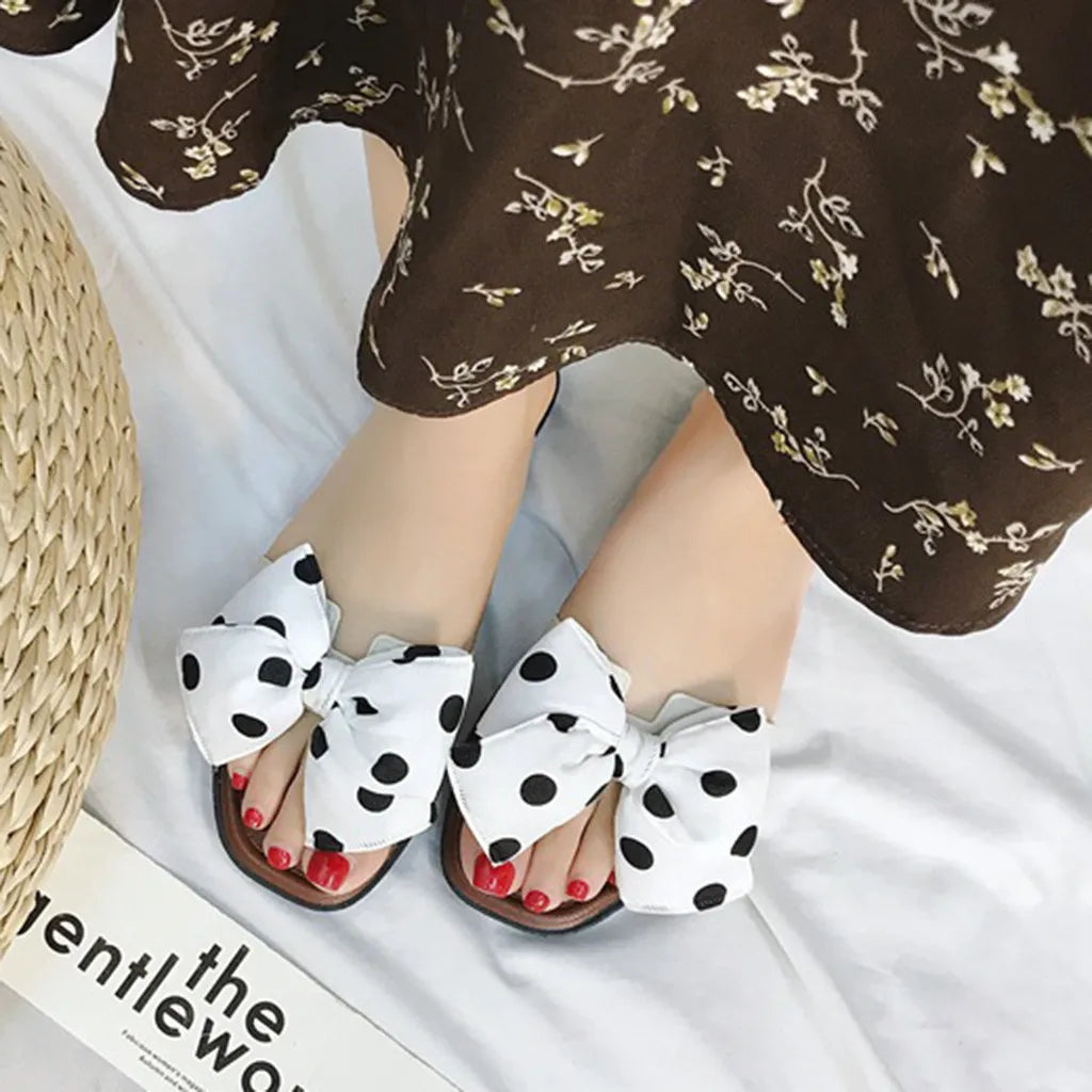 Bohemian Bow Style Clip Toe Beach Style Flip Flops Flat Slippers