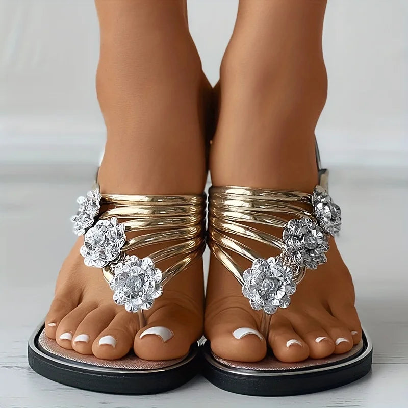 Bohemian Poly Urethane Flat Bottom Toe Post Flip Flops Sandals