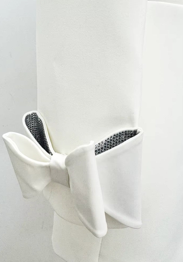 Bow Detail Blazer Dress White