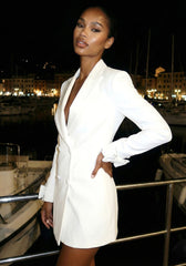Bow Detail Blazer Dress White