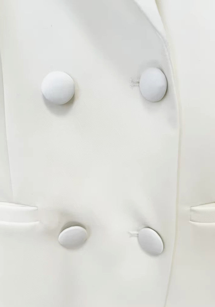 Bow Detail Blazer Dress White