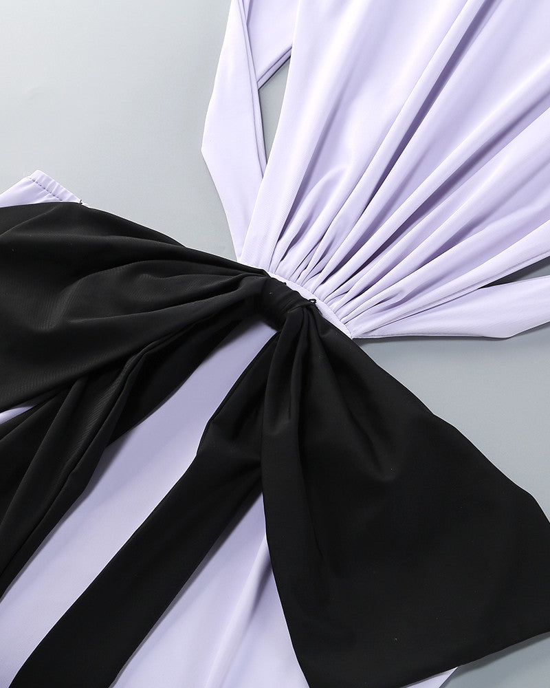 Bow Detail Cut Out Maxi Dress Lavender