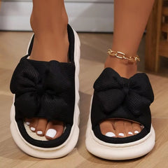 Bowknot Fashion Thick Sole Non Slip Platform Heels Indoor Slippers