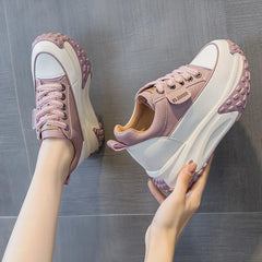 Breathable Comfortable Genuine Leather Platform Wedge Chunky Shoes