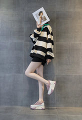Breathable Comfortable Genuine Leather Platform Wedge Chunky Shoes
