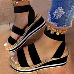 Brightly Strappy Wedge Sandals Ankle Straps Open Toes